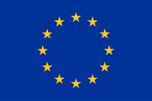 EU flag. Blue background with yellow stars set out in a circle