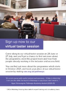 Sign up now to our virtual taster session flyer